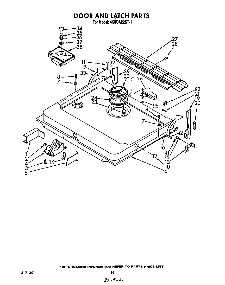 KitchenAid 4KUDA22ST1 door and latch diagram