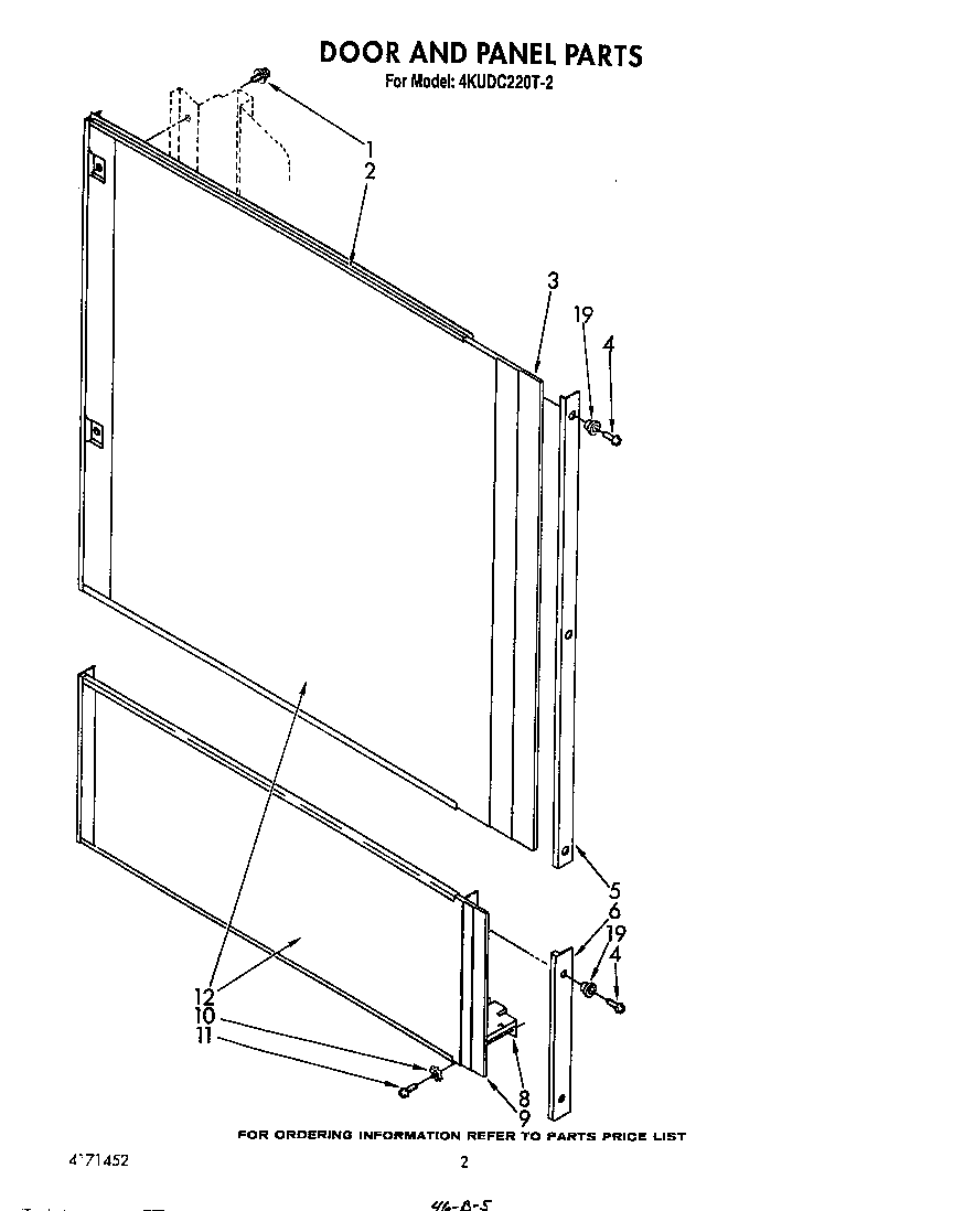 KitchenAid 4KUDC220T2 door and panel diagram