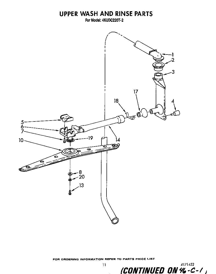 KitchenAid 4KUDC220T2 upper wash and rinse diagram