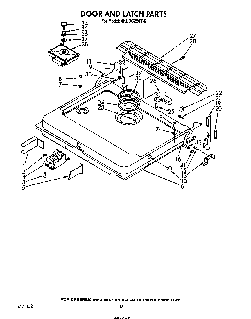 KitchenAid 4KUDC220T2 door and latch diagram