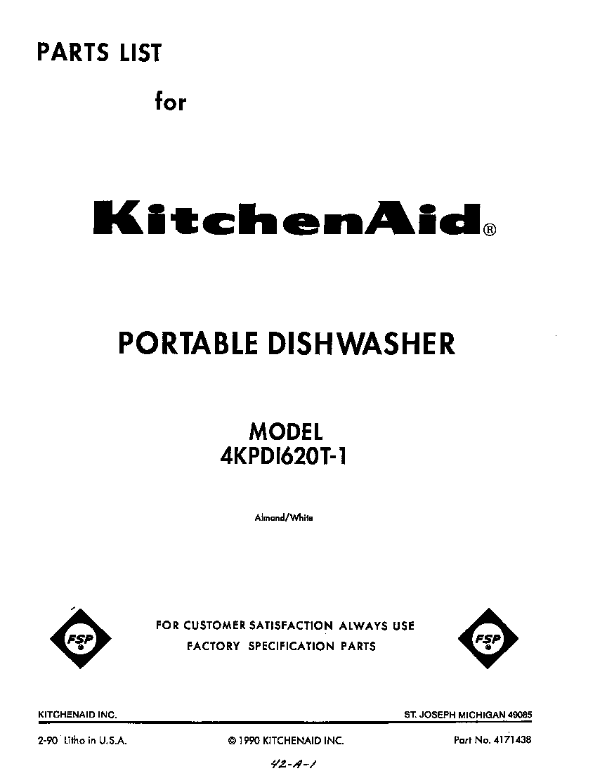 KitchenAid 4KPDI620T1 front cover diagram