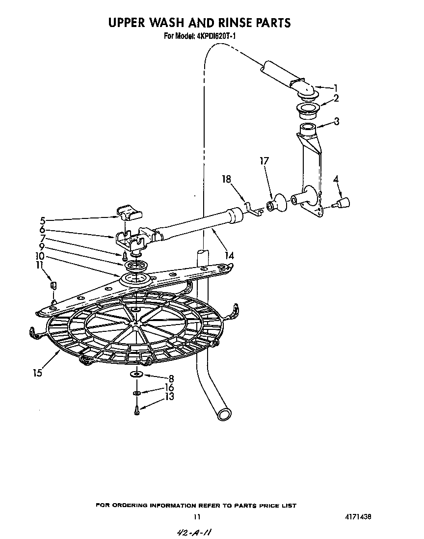 KitchenAid 4KPDI620T1 upper wash and rinse diagram