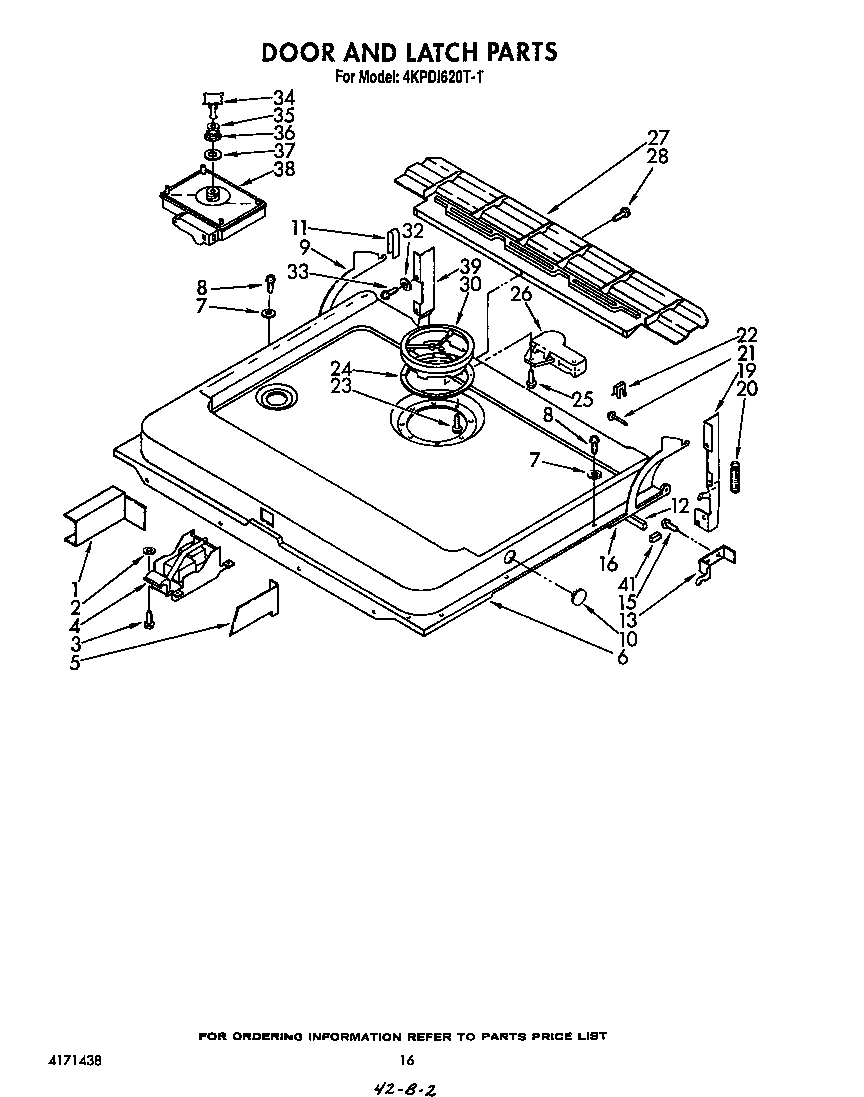 KitchenAid 4KPDI620T1 door and latch diagram