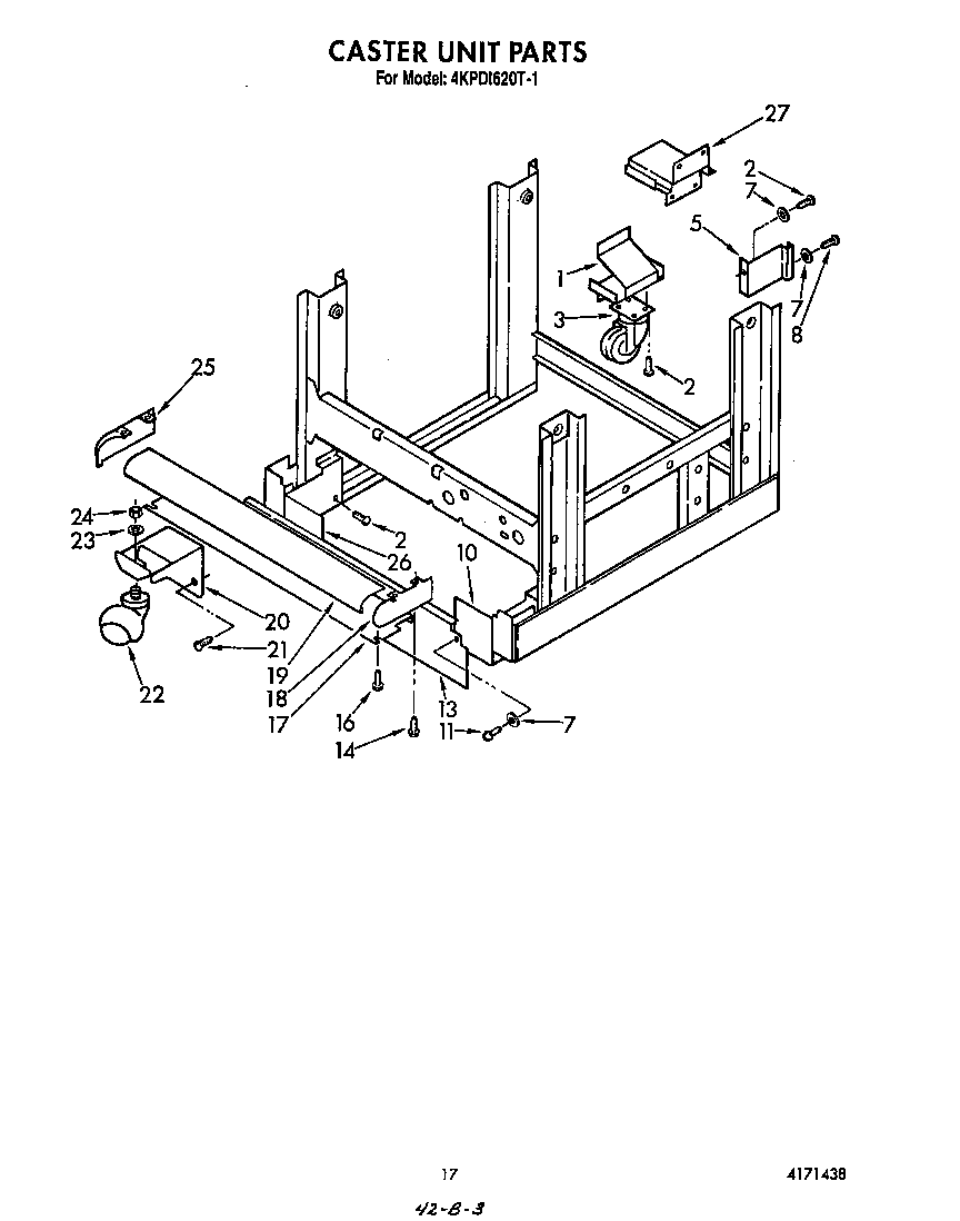 KitchenAid 4KPDI620T1 caster unit diagram