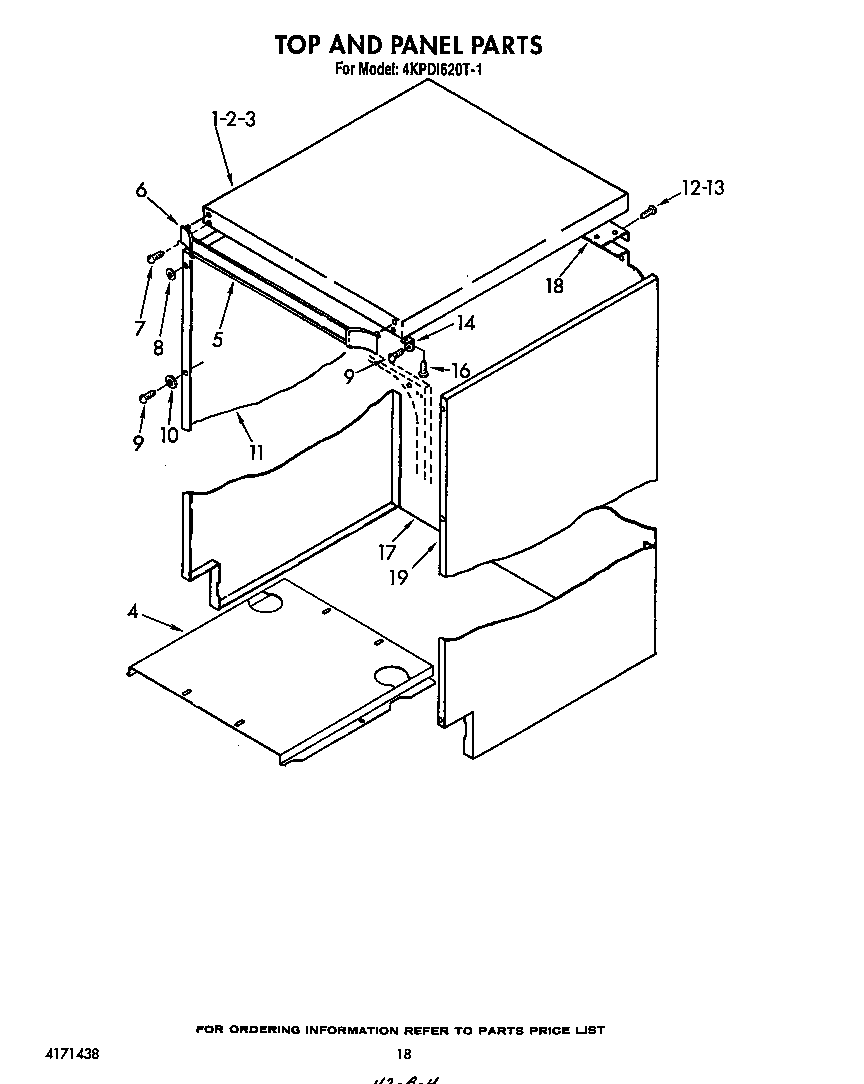 KitchenAid 4KPDI620T1 top and panel diagram