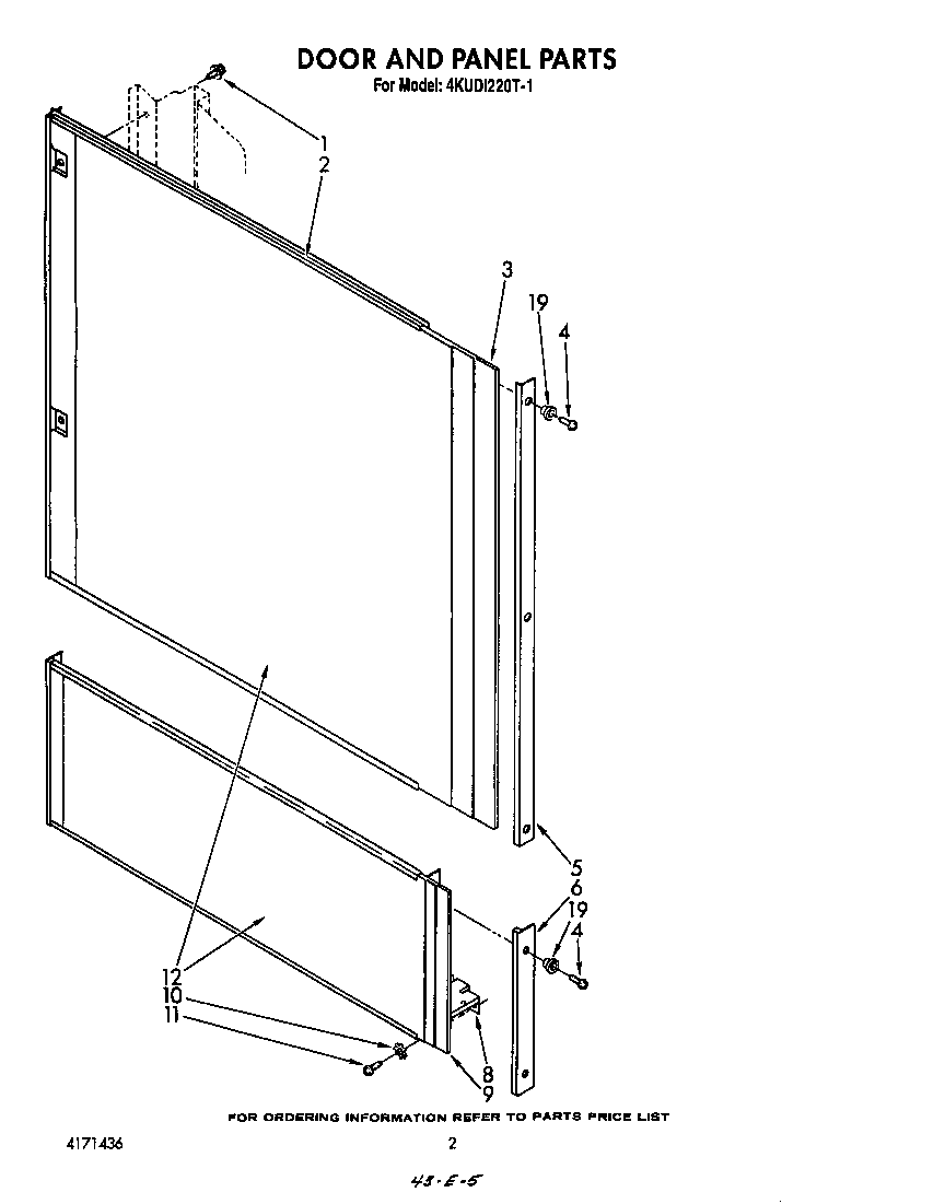 KitchenAid 4KUDI220T1 door and panel diagram