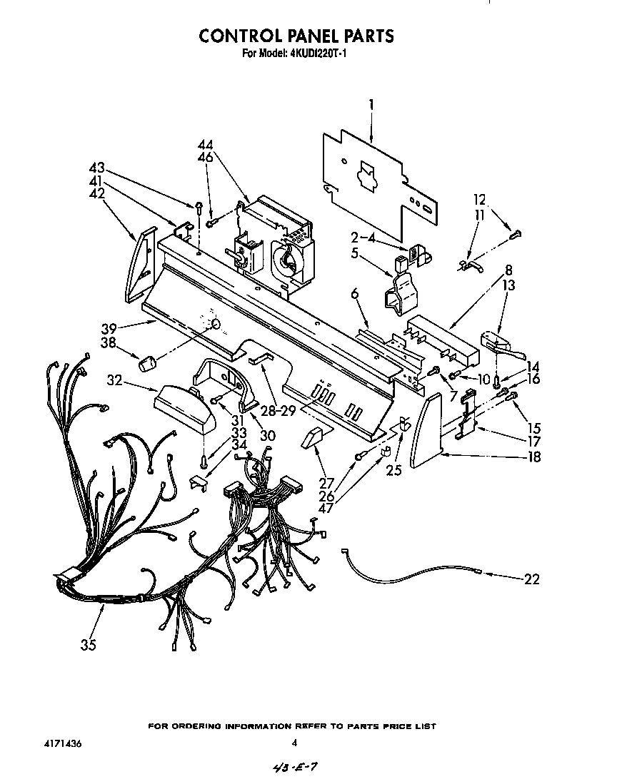 KitchenAid 4KUDI220T1 control panel diagram