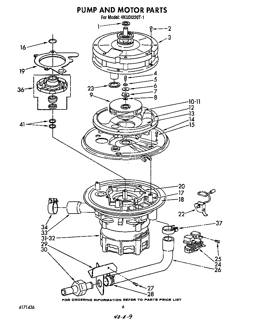 KitchenAid 4KUDI220T1 pump and motor diagram