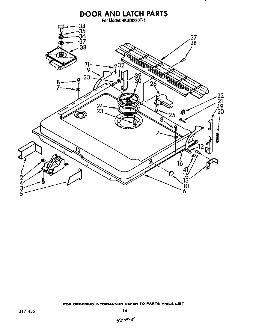 KitchenAid 4KUDI220T1 door and latch diagram