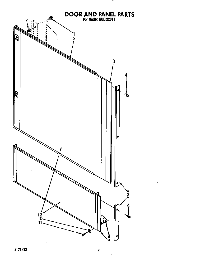 KitchenAid KUDI220T1 door and panel diagram