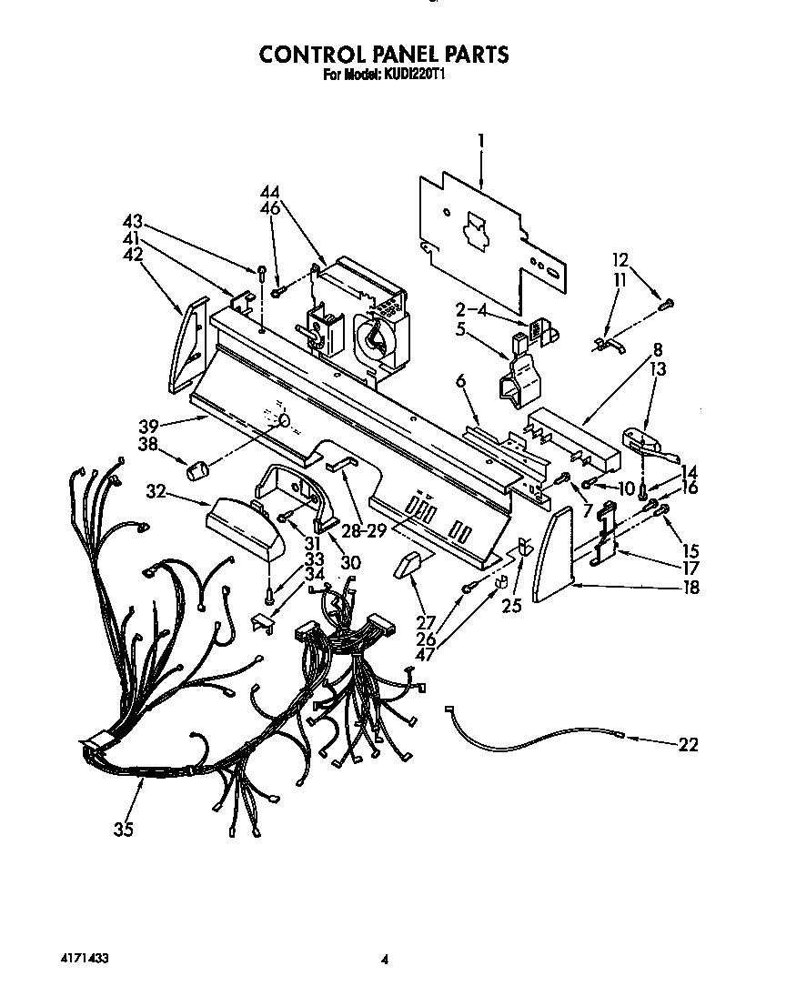 KitchenAid KUDI220T1 control panel diagram