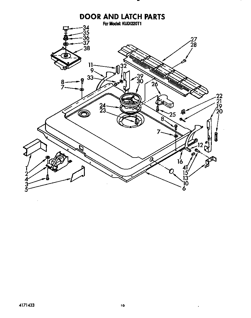 KitchenAid KUDI220T1 door and latch diagram