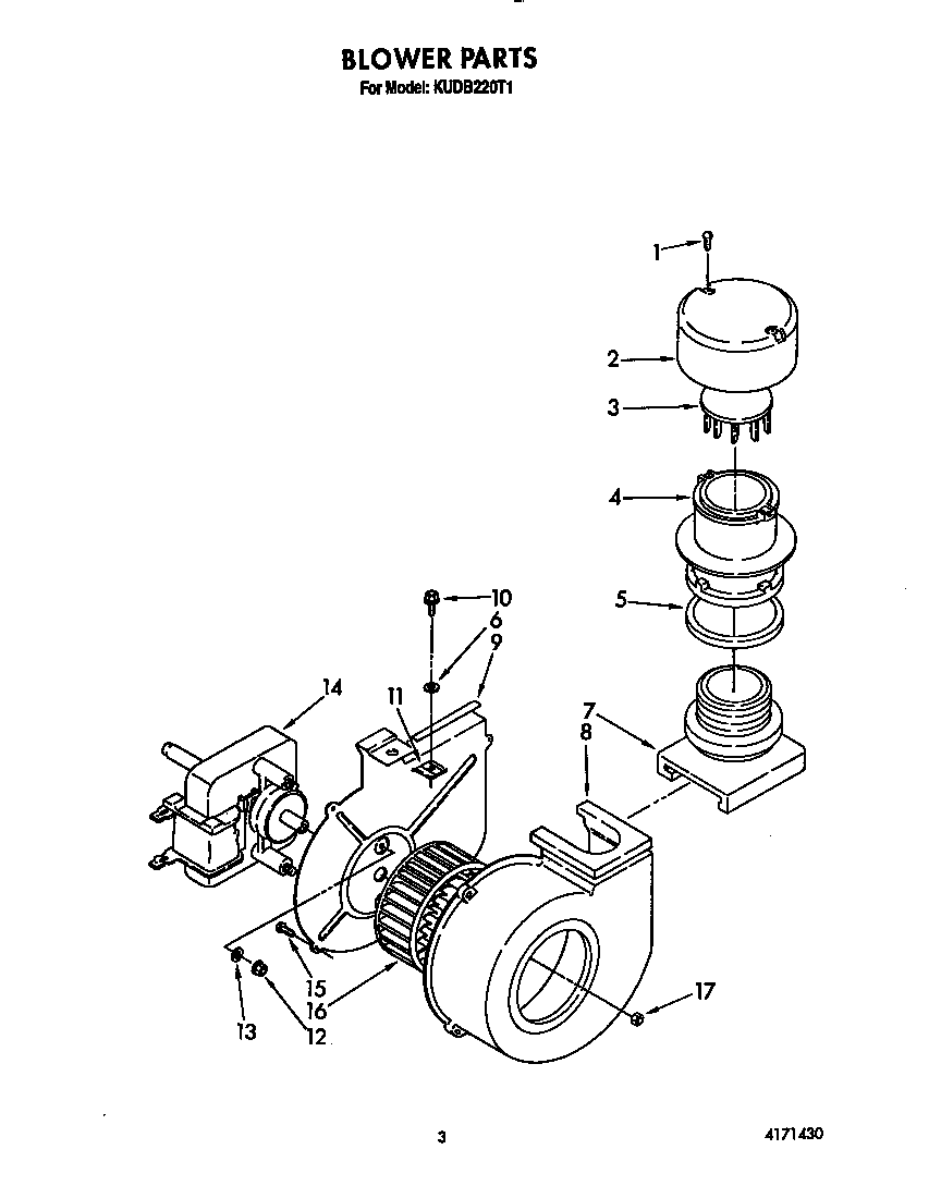 KitchenAid KUDB220T1 blower diagram