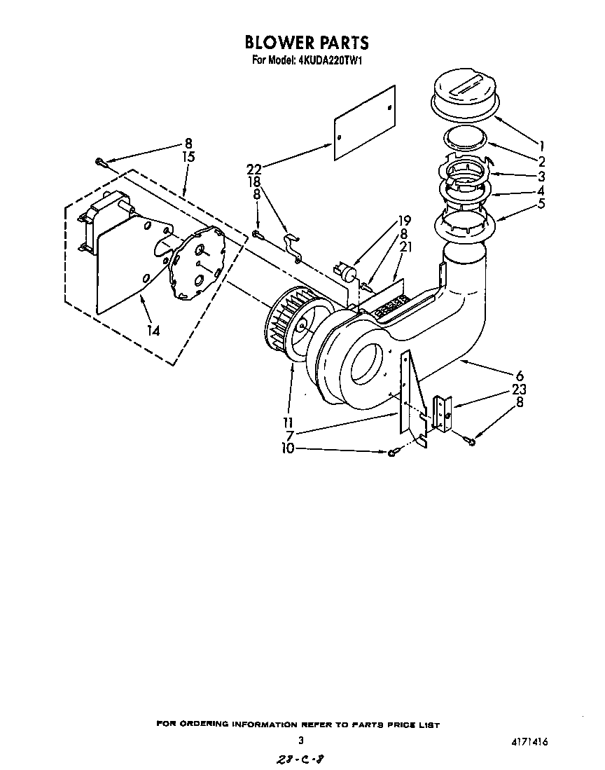 KitchenAid 4KUDA220TW1 blower diagram