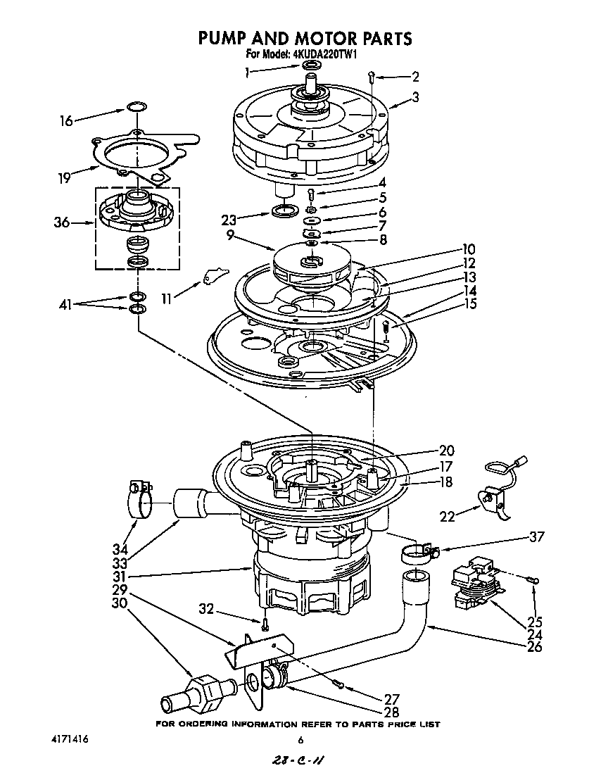 KitchenAid 4KUDA220TW1 pump and motor diagram