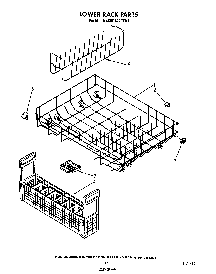KitchenAid 4KUDA220TW1 lower rack diagram
