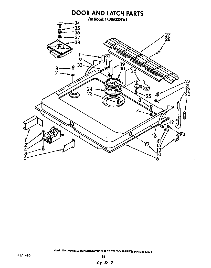 KitchenAid 4KUDA220TW1 door and latch diagram