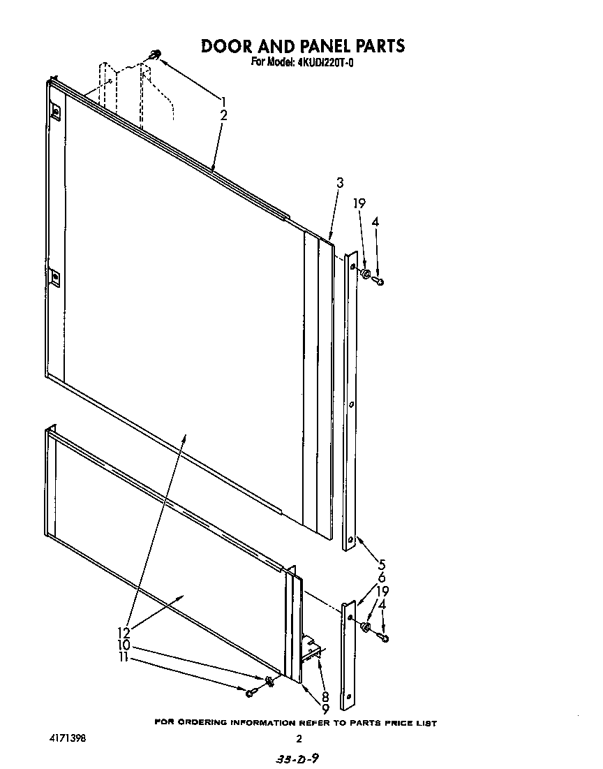 KitchenAid 4KUDI220T0 door and panel diagram