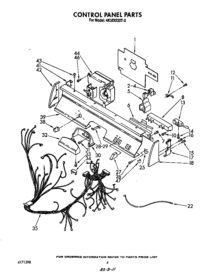 KitchenAid 4KUDI220T0 control panel diagram