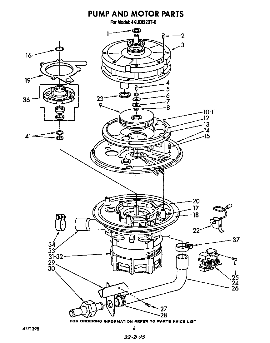 KitchenAid 4KUDI220T0 pump and motor diagram
