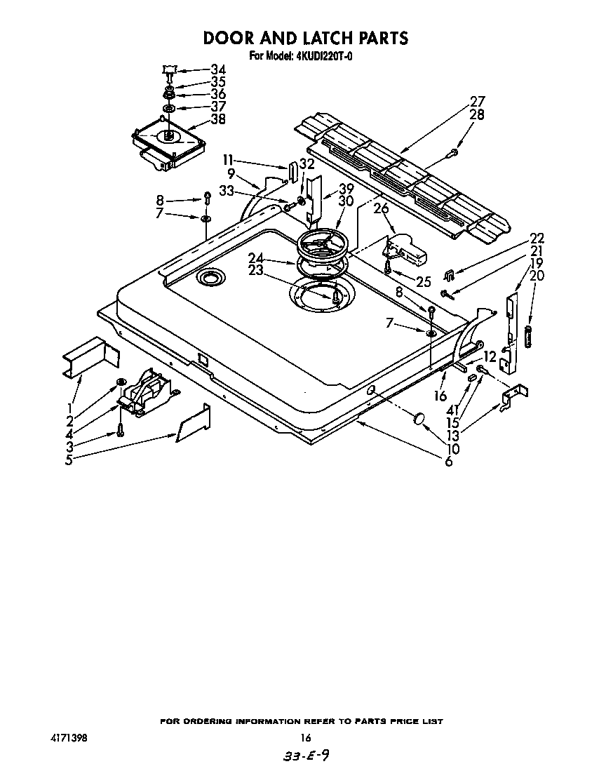 KitchenAid 4KUDI220T0 door and latch diagram