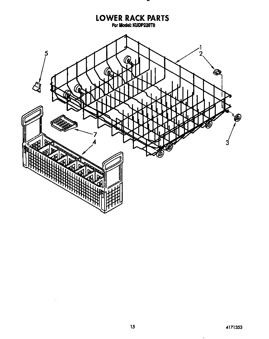 KitchenAid KUDP220T0 lower rack diagram