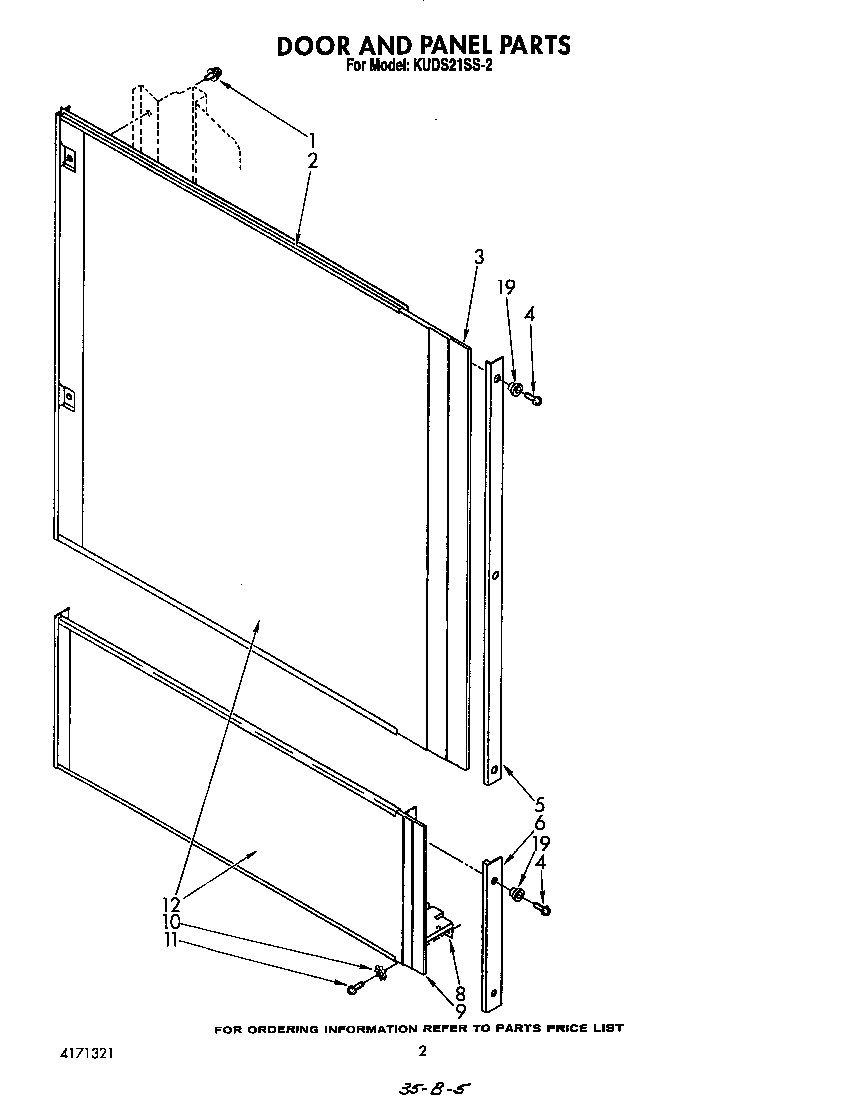 KitchenAid KUDS21SS2 door and panel diagram