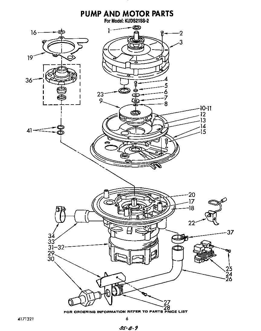 KitchenAid KUDS21SS2 pump and motor diagram