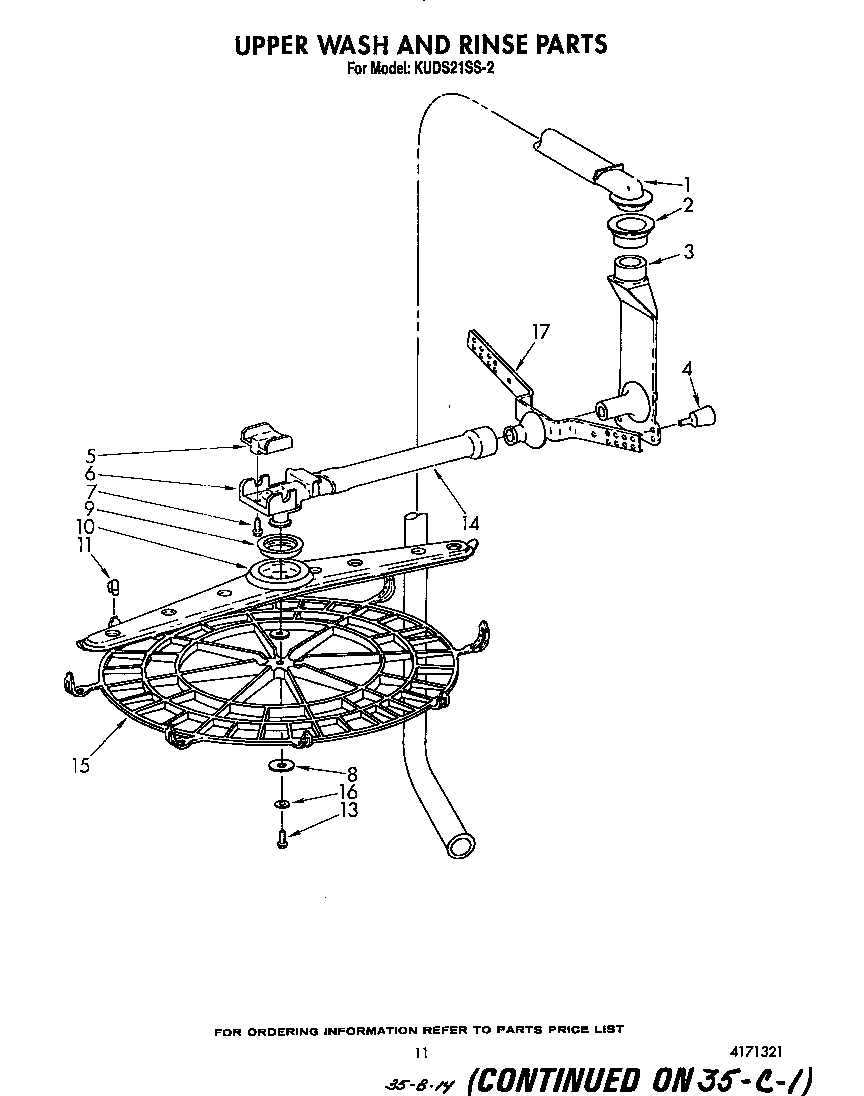 KitchenAid KUDS21SS2 upper wash and rinse diagram
