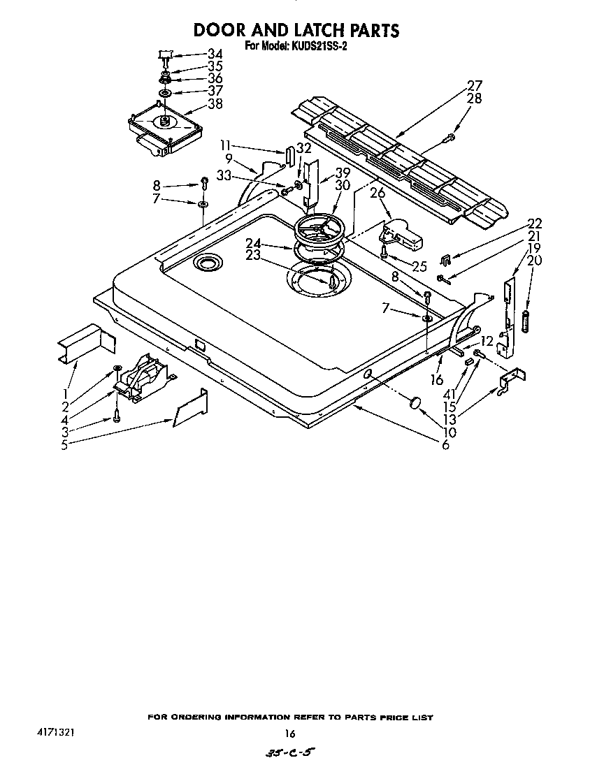 KitchenAid KUDS21SS2 door and latch diagram