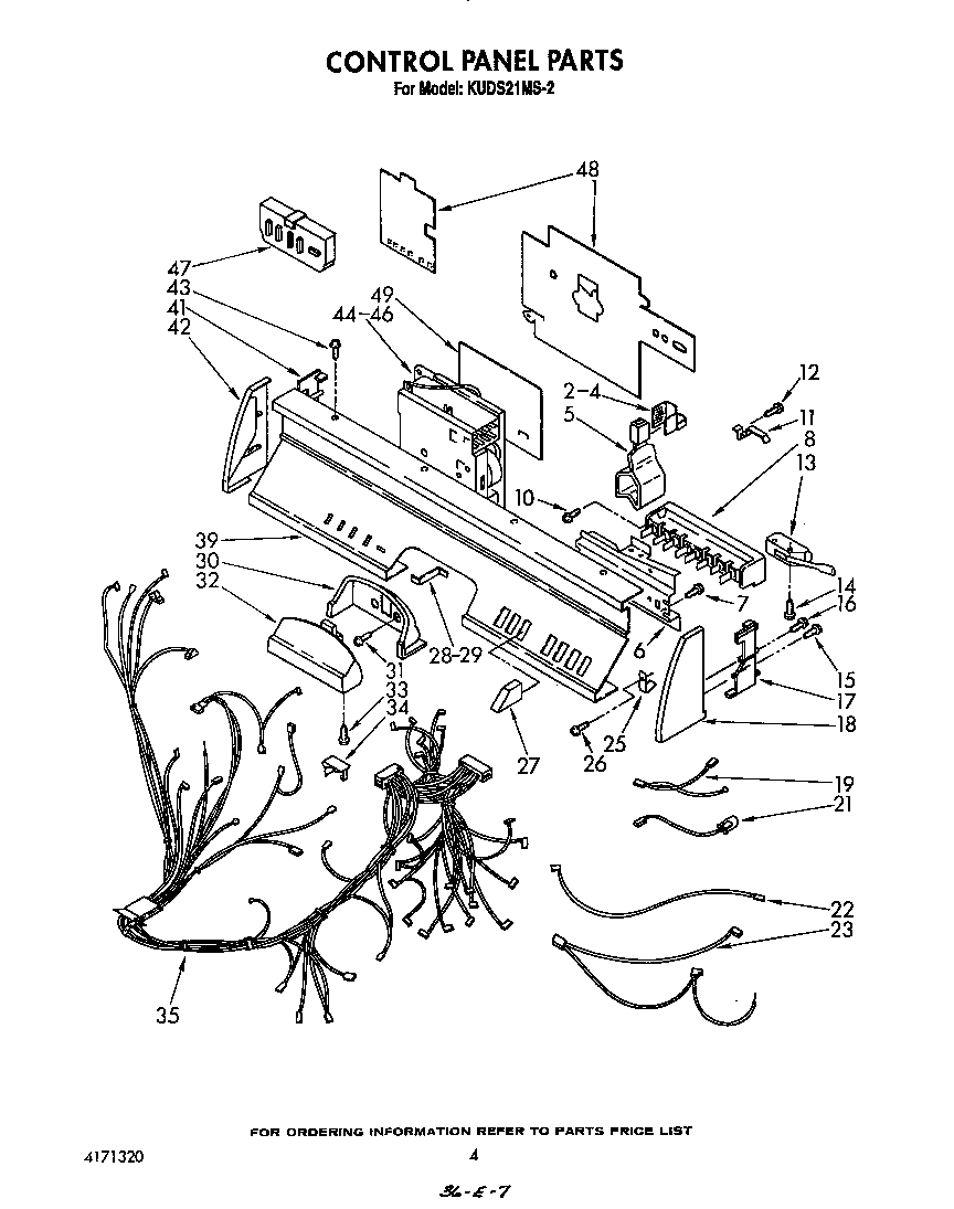 KitchenAid KUDS21MS2 control panel diagram