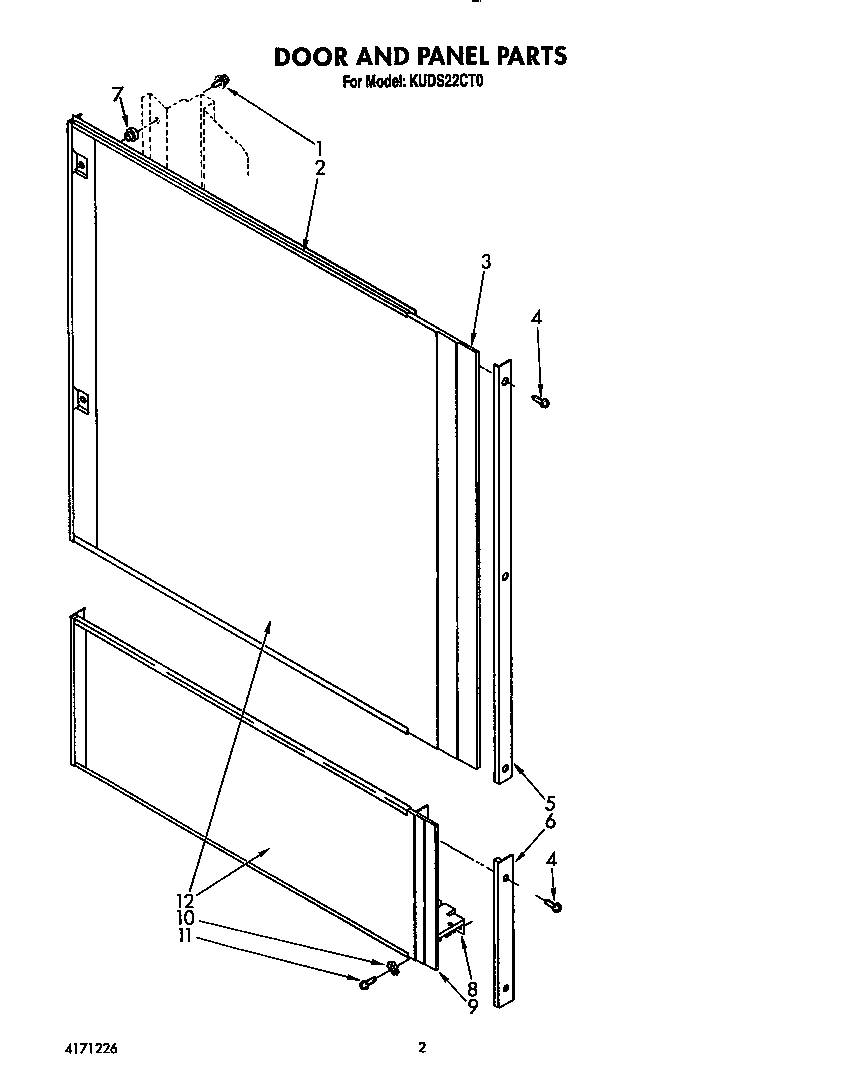 KitchenAid KUDS22CT0 door and panel diagram