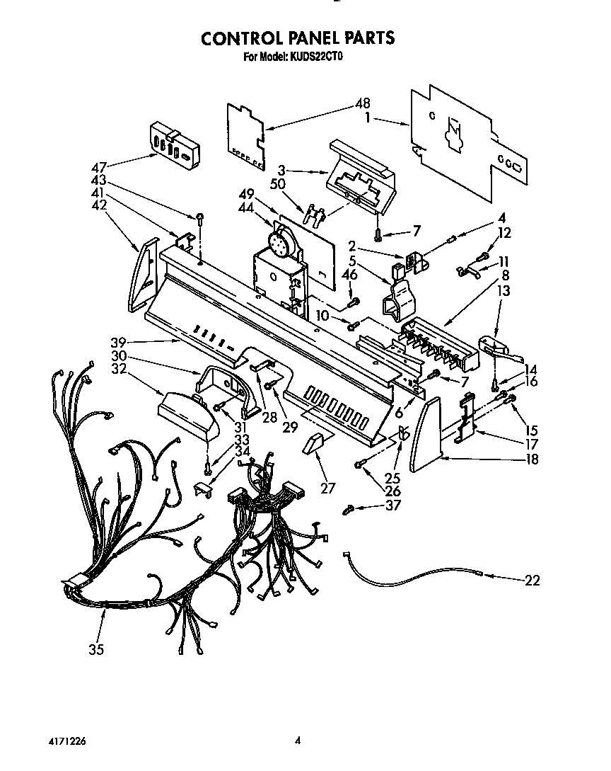 KitchenAid KUDS22CT0 control panel diagram