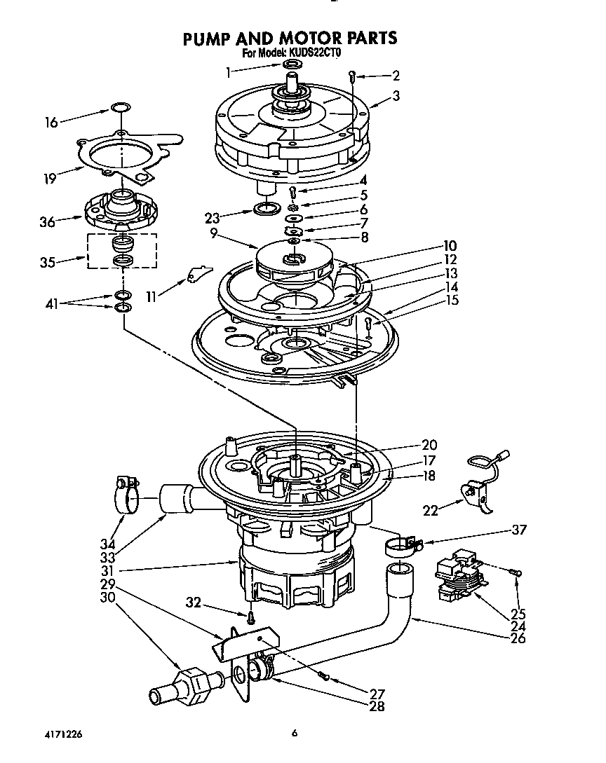 KitchenAid KUDS22CT0 pump and motor diagram