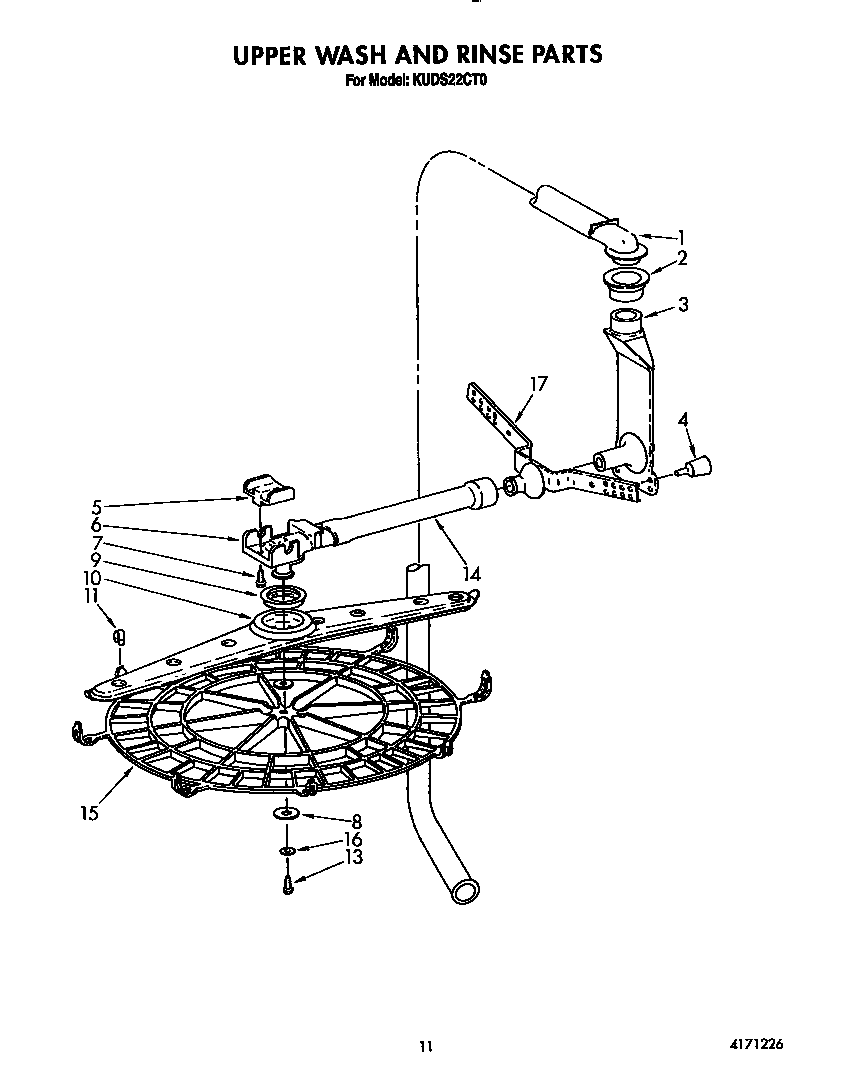 KitchenAid KUDS22CT0 upper wash and rinse diagram