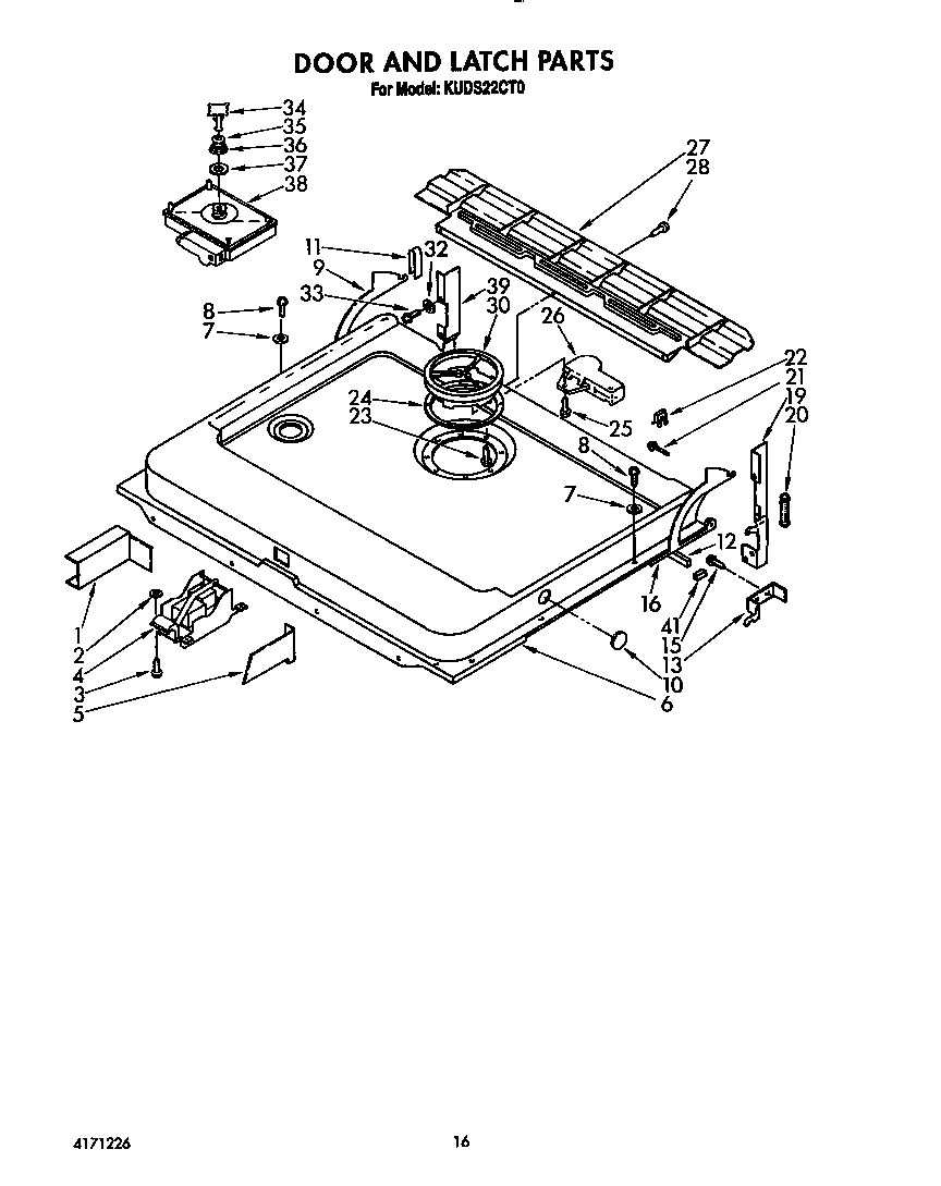 KitchenAid KUDS22CT0 door and latch diagram