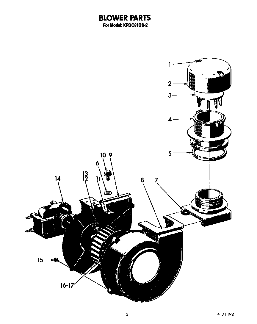 KitchenAid KPDC610S2 blower diagram