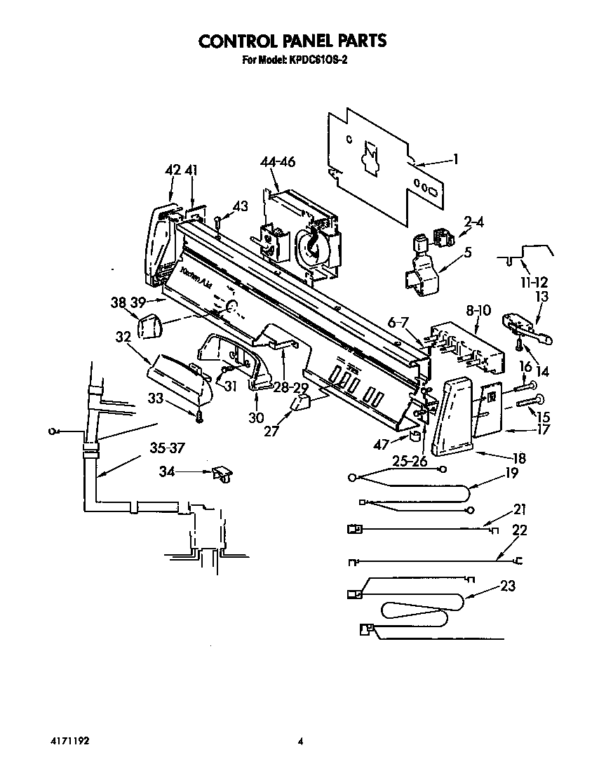 KitchenAid KPDC610S2 control panel diagram