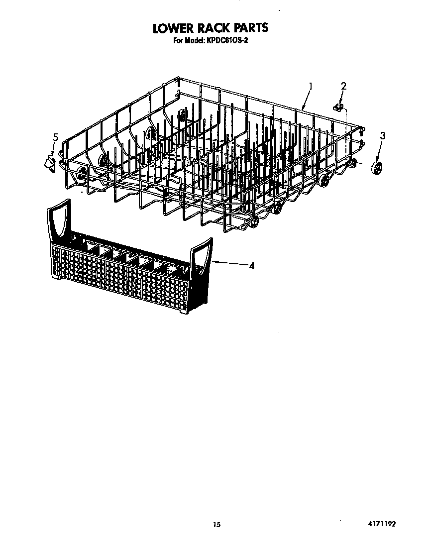 KitchenAid KPDC610S2 lower rack diagram