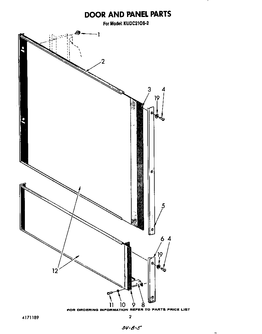 KitchenAid KUDC210S2 door and panel diagram