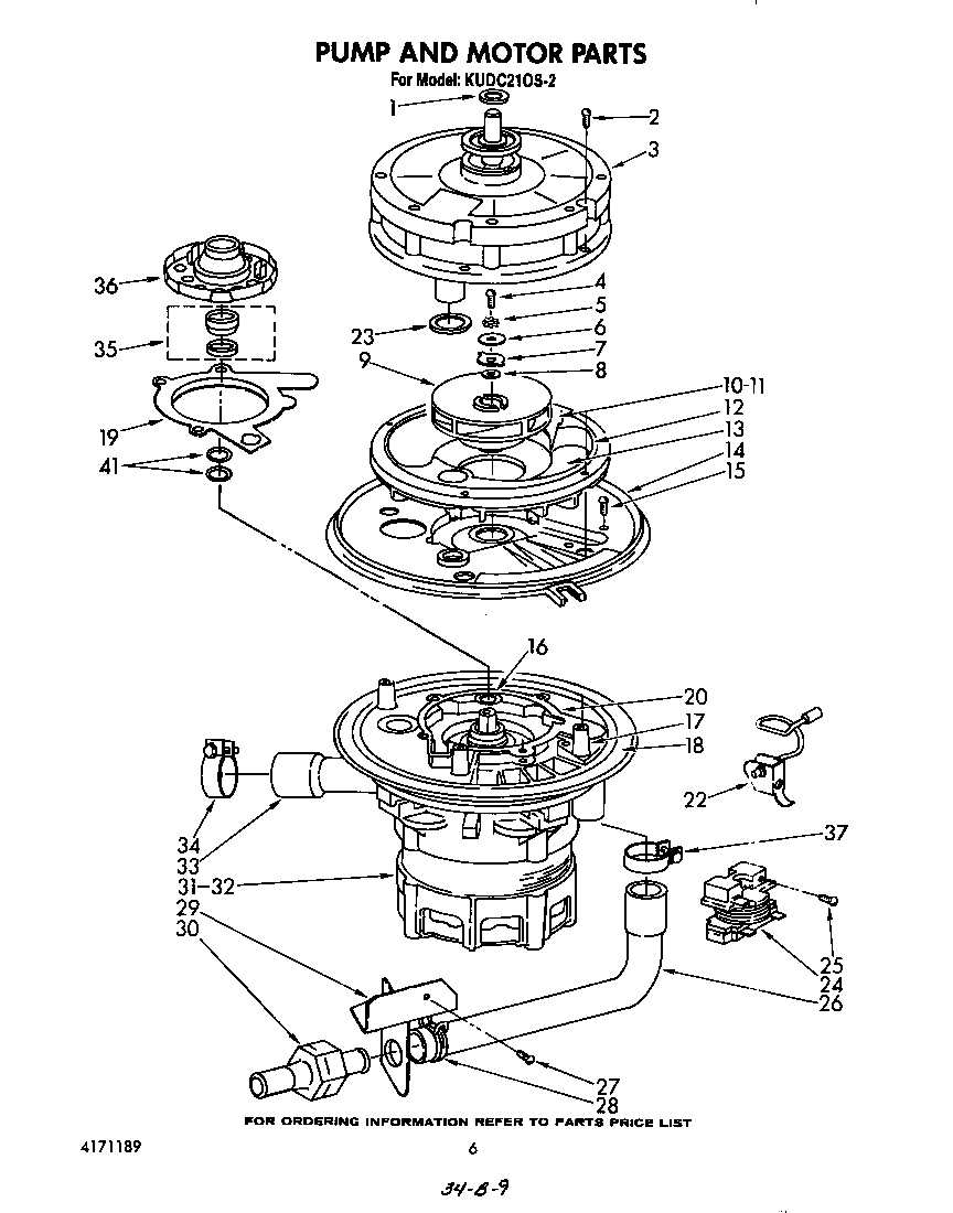 KitchenAid KUDC210S2 pump and motor diagram