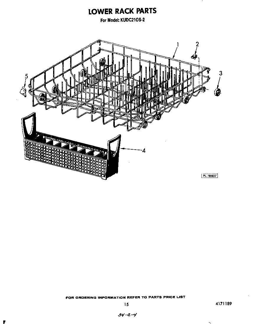KitchenAid KUDC210S2 lower rack diagram