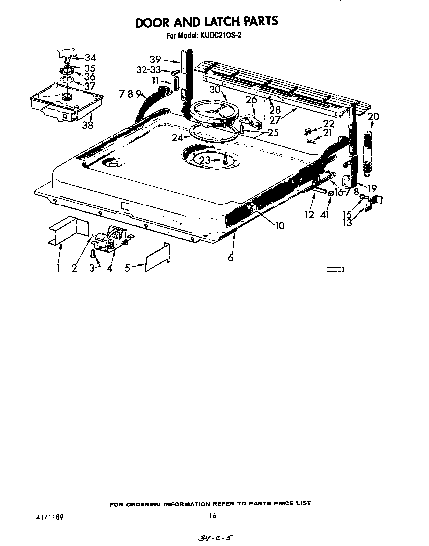KitchenAid KUDC210S2 door and latch diagram