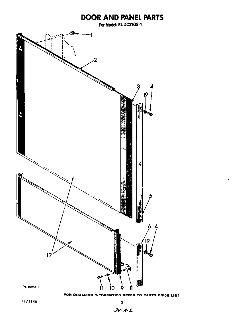 KitchenAid KUDC210S1 door and panel diagram