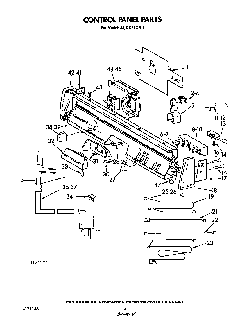 KitchenAid KUDC210S1 control panel diagram