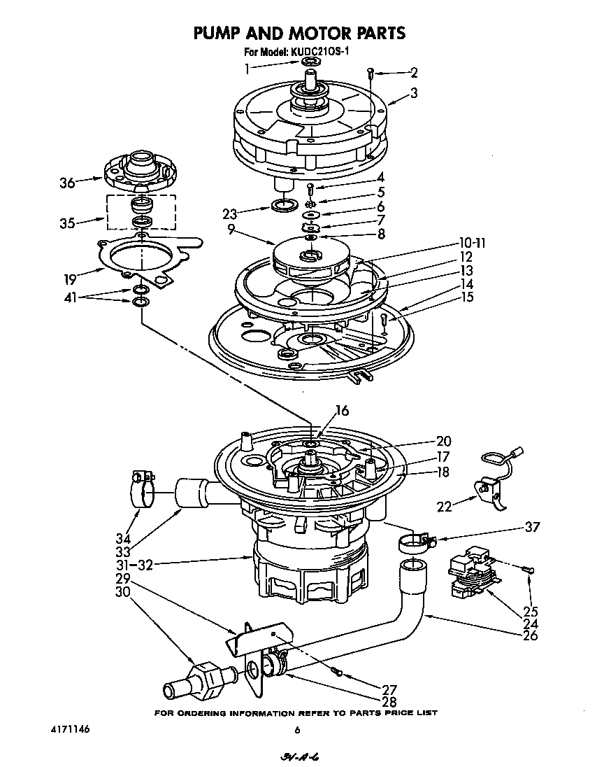 KitchenAid KUDC210S1 pump and motor diagram