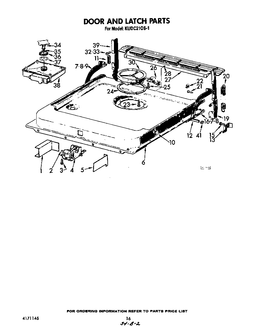 KitchenAid KUDC210S1 door and latch diagram