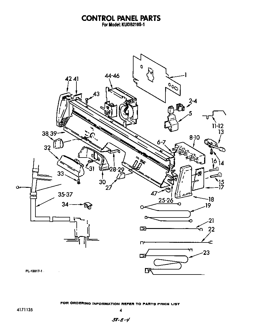 KitchenAid KUDB210S1 control panel diagram