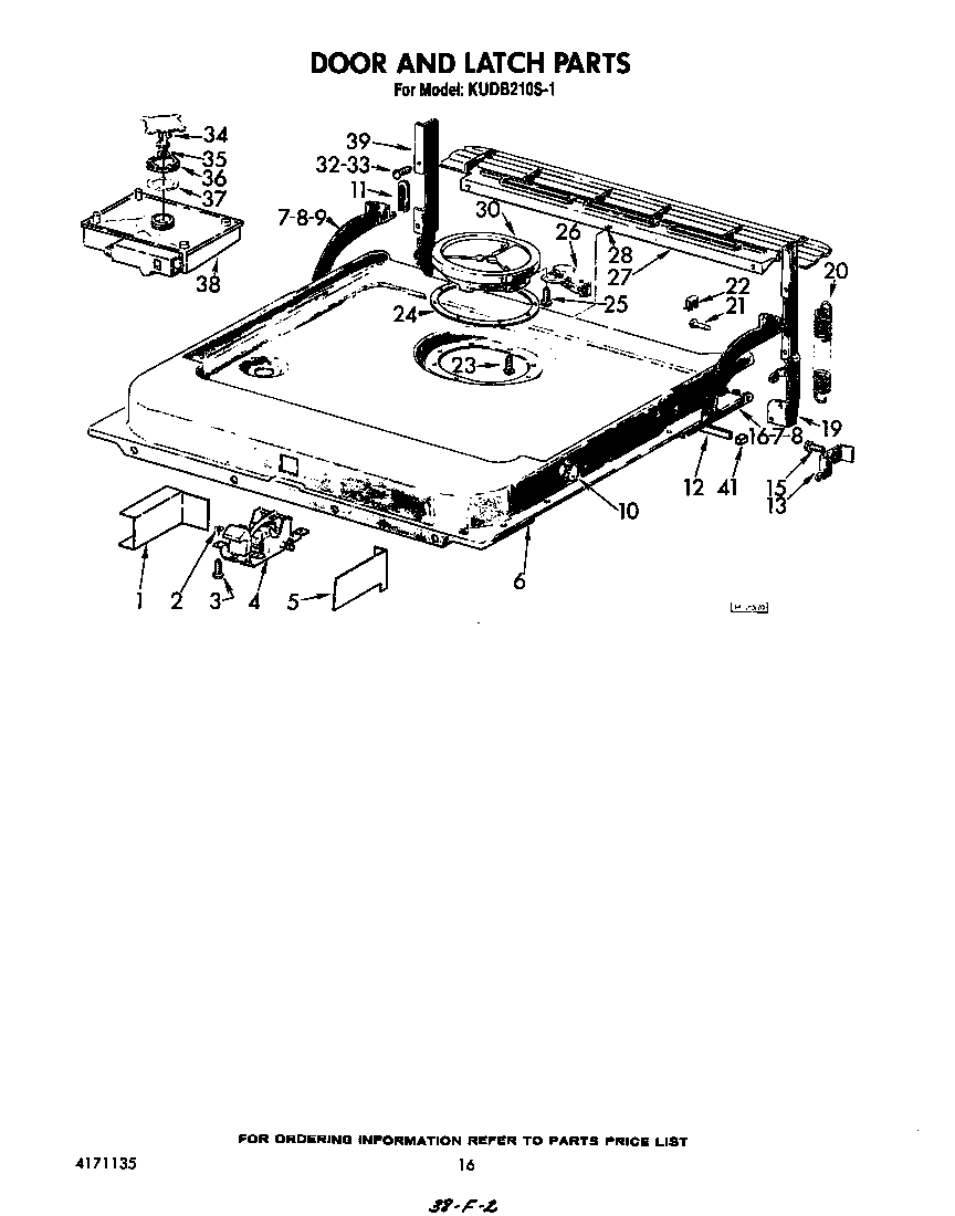 KitchenAid KUDB210S1 door and latch diagram