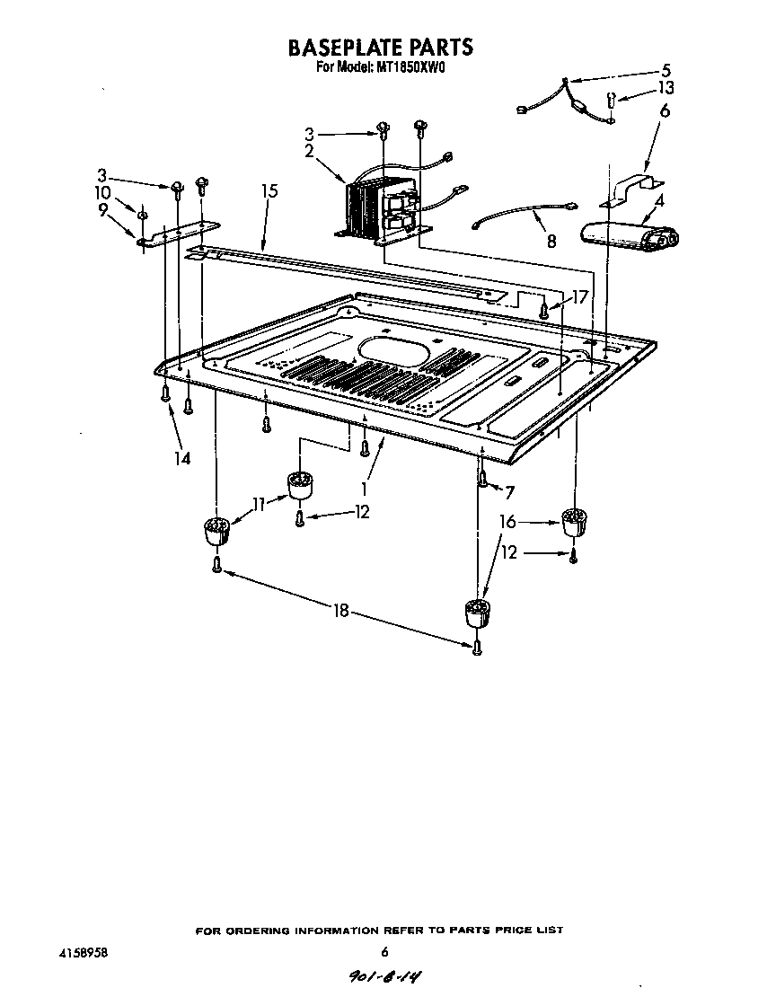 Whirlpool MT1850XW0 base plate diagram